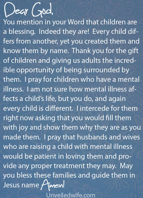 Prayer Of The Day - Children With Mental Illness