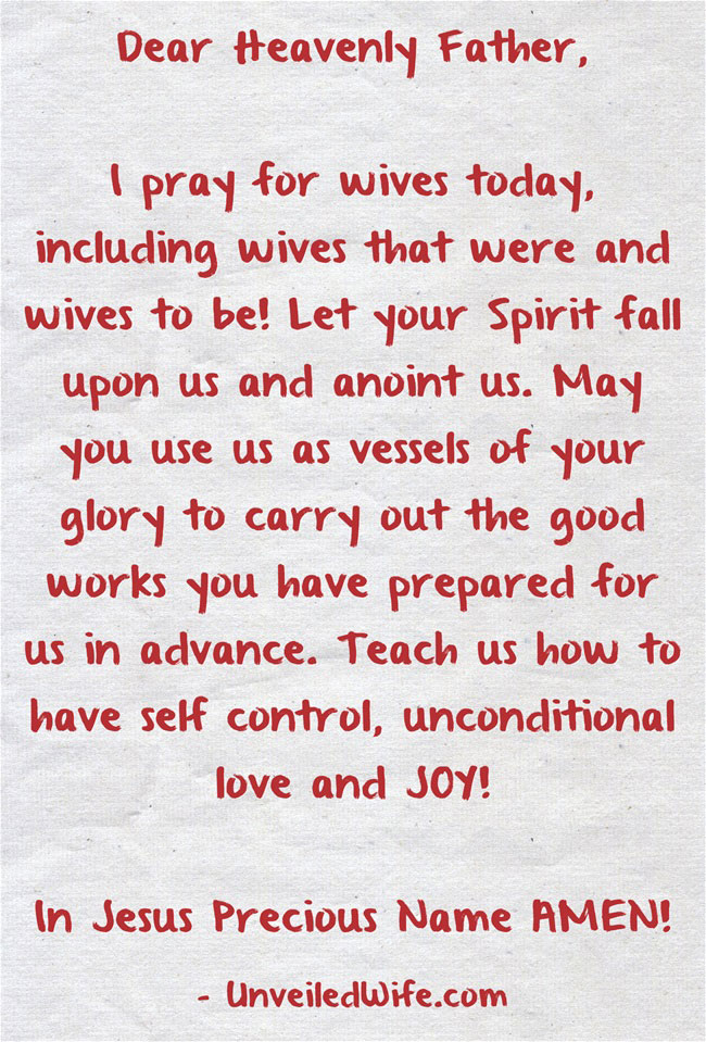 Prayer Of The Day – Anoint All Wives