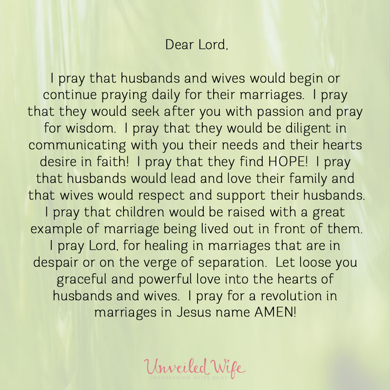 Prayer: Praying Daily For Marriages