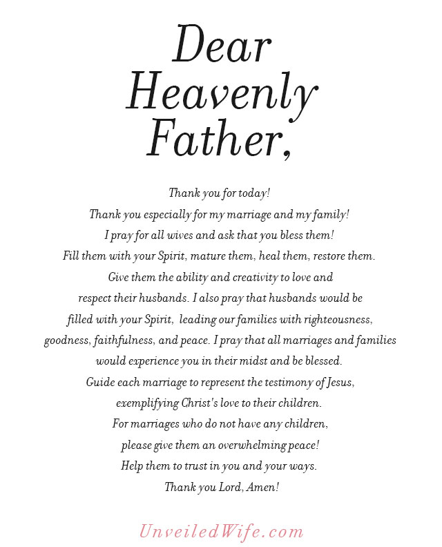 Prayer Of The Day – Marriage & Family
