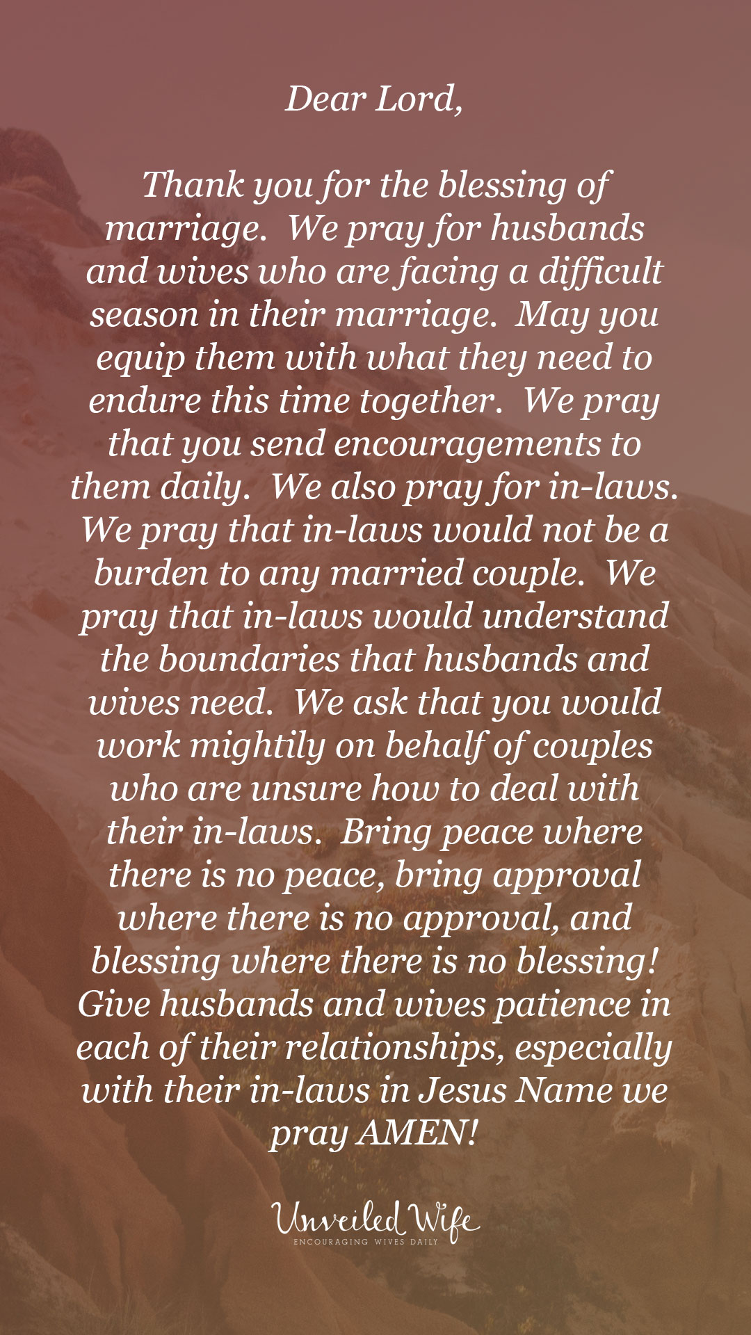 Prayer Of The Day : Marriage & In-Laws