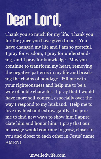 Prayer Of The Day - Being A Wife Of Godly Character
