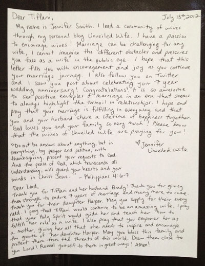 Encouraging Letter To Wife Tiffani Thiessen