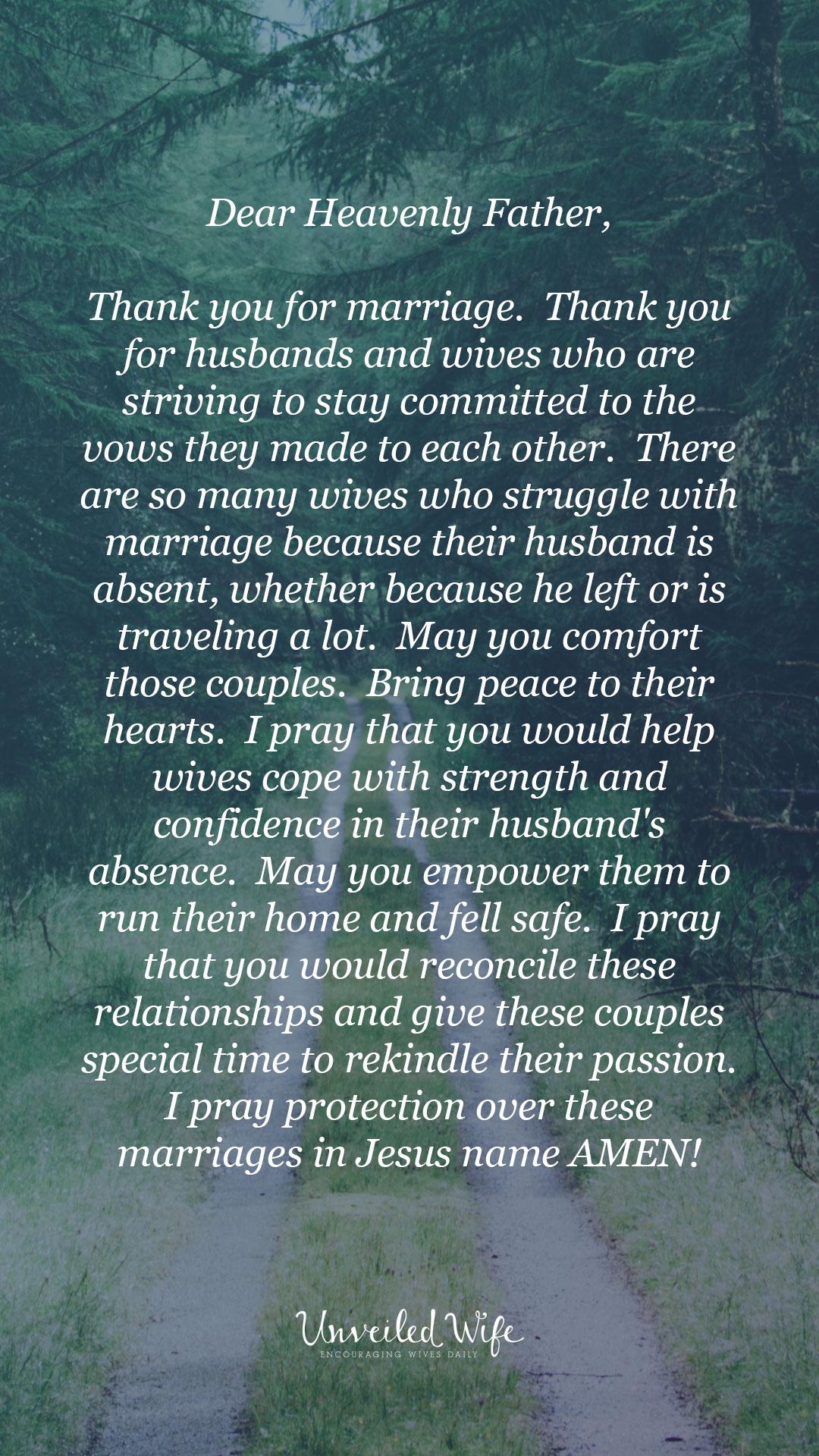 Prayer Of The Day : Enduring An Absent Husband
