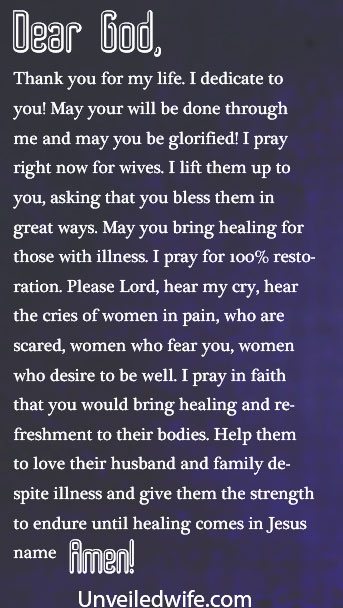 Prayer Of The Day – Healing For Wives With Illness