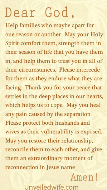 Prayer Of The Day – Comfort For Couples Separated