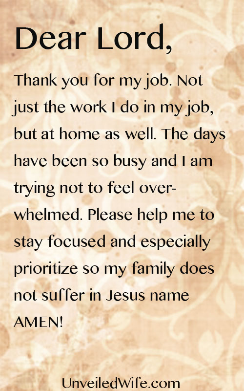 Prayer Of The Day – Busy Work Days