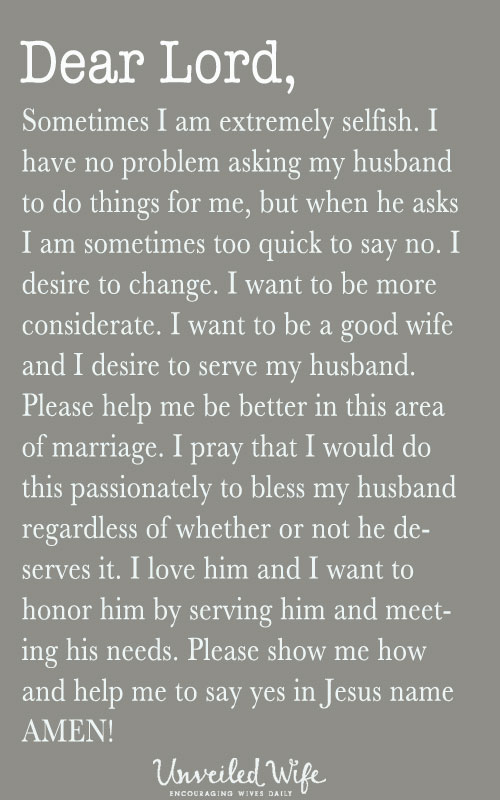Prayer Of The Day – Serving My Husband More