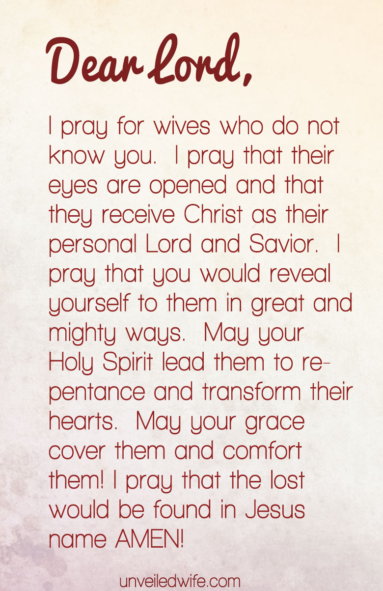 prayer for wives who dont know jesus