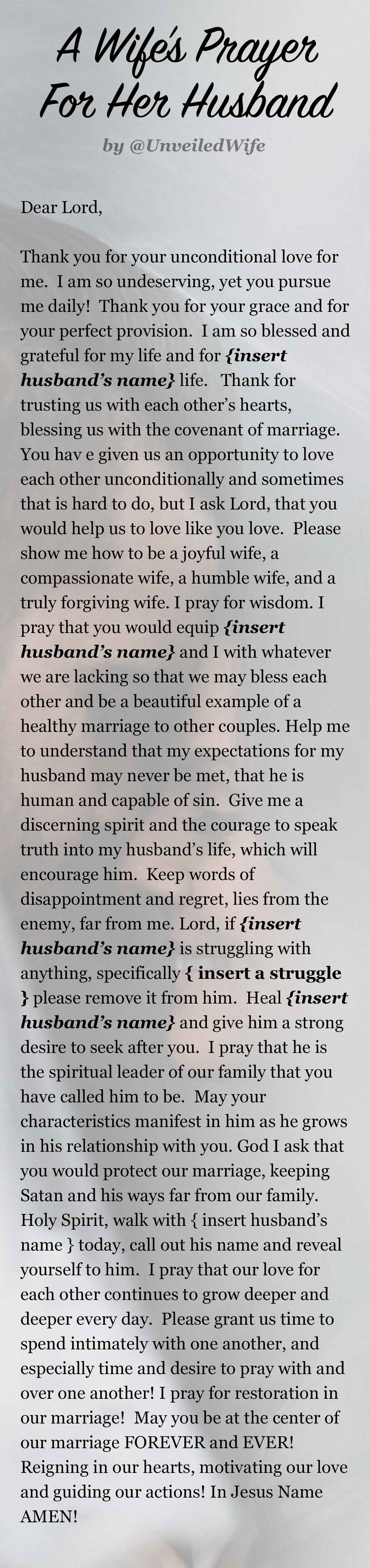 A Wife’s Prayer For Her Husband