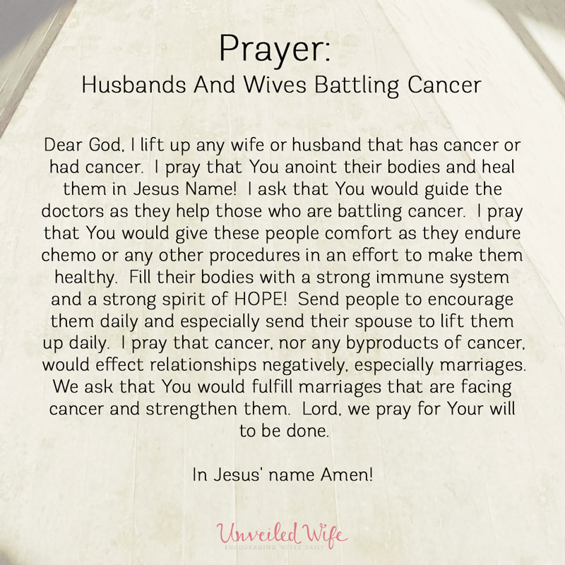 Prayer Of The Day - Husbands And Wives Battling Cancer