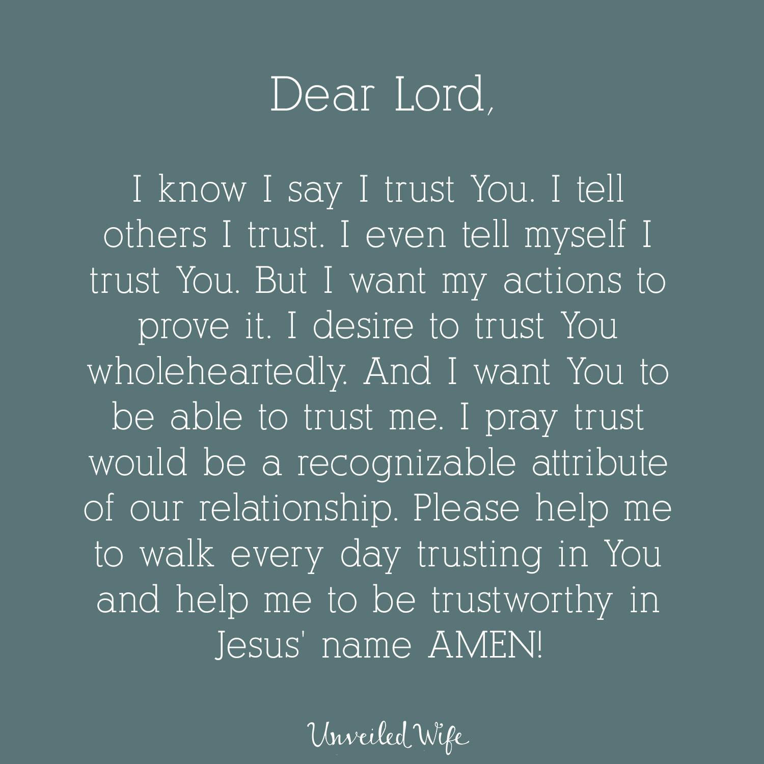 Prayer Trusting In The Lord