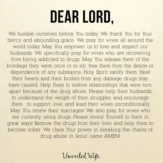 Prayer: Wives Recovering From Drug Abuse