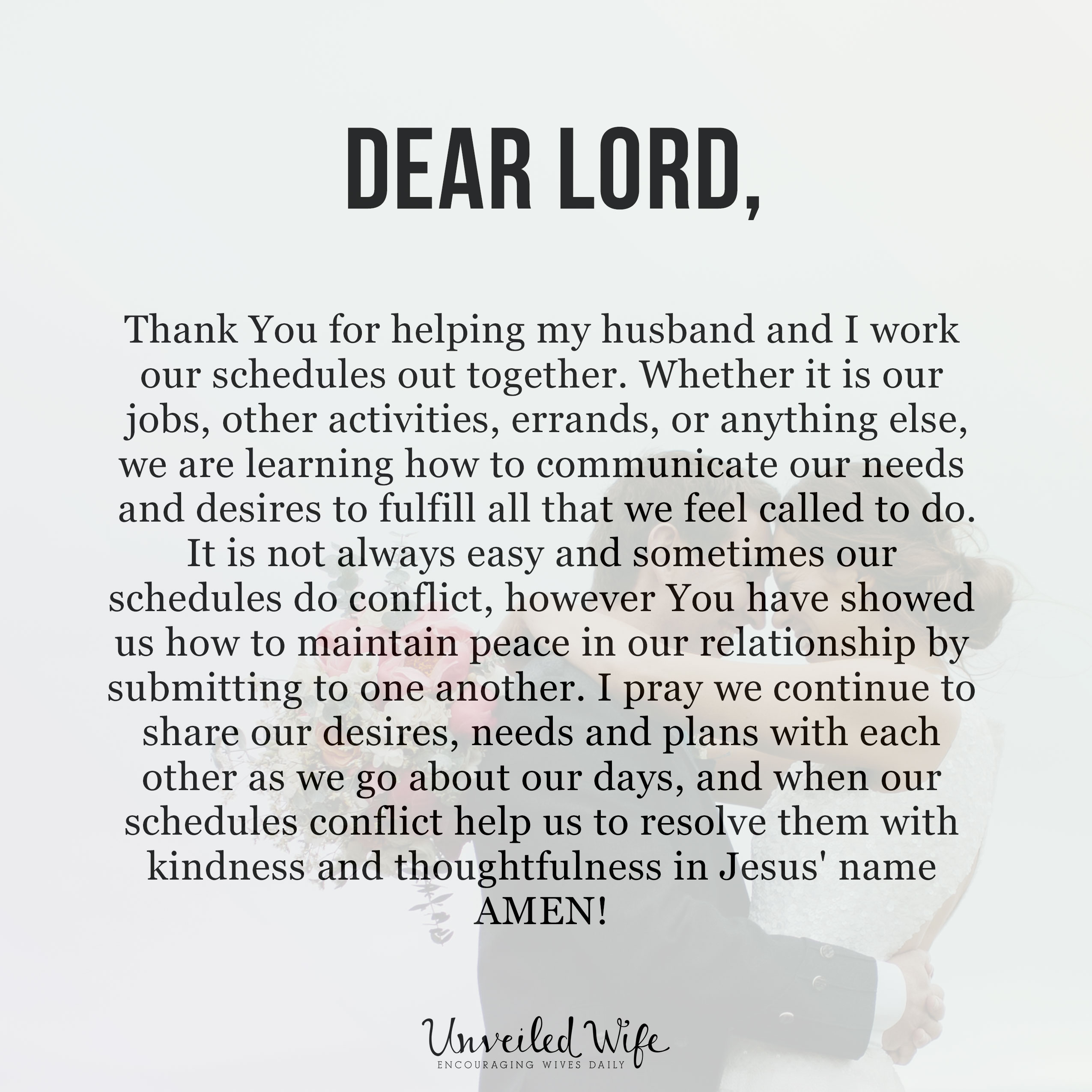Prayer: Working Schedules Out Together