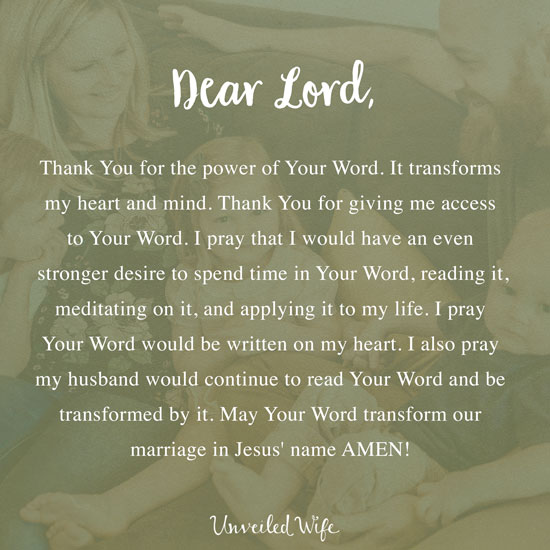 Prayer: Transformed By The Word